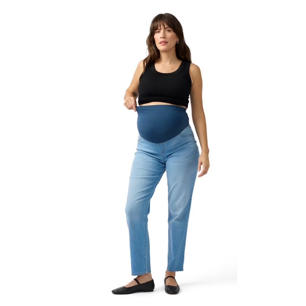Ingrid & Isabel Maternity Jeans XL Straight Leg Over Belly Panel Pregnancy